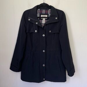 Fog By London Fog Black Lined Trench Coat ~ Inner Cinch Waist ~ Women’s Size S